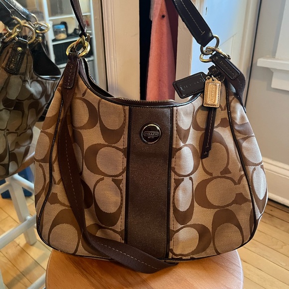 Coach | Bags | Coach Signature Stripe Convertible Hobo Shoulder